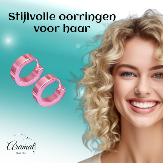 Boucles d'oreilles – Acier inoxydable rose brillant (14 mm)