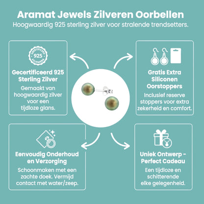 Iriserende Groene Zilveren Oorbellen - Aramat Jewels - Oorbellen - cadeautip