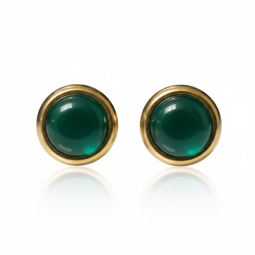 Kattenoog Oorbellen 8mm – Groen - Goudkleurig - Aramat Jewels - Oorbellen - cadeautip