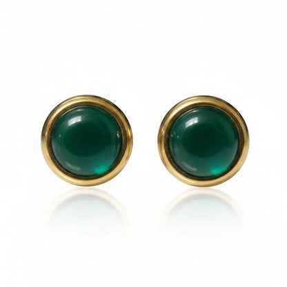 Kattenoog Oorbellen 8mm – Groen - Goudkleurig - Aramat Jewels - Oorbellen - cadeautip