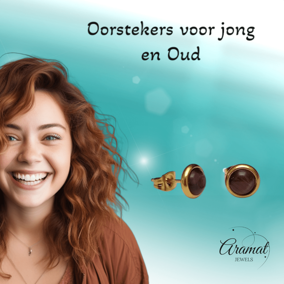 Kattenoog Oorbellen 8mm – Paars Goudkleurig - Aramat Jewels - Oorbellen - cadeautip