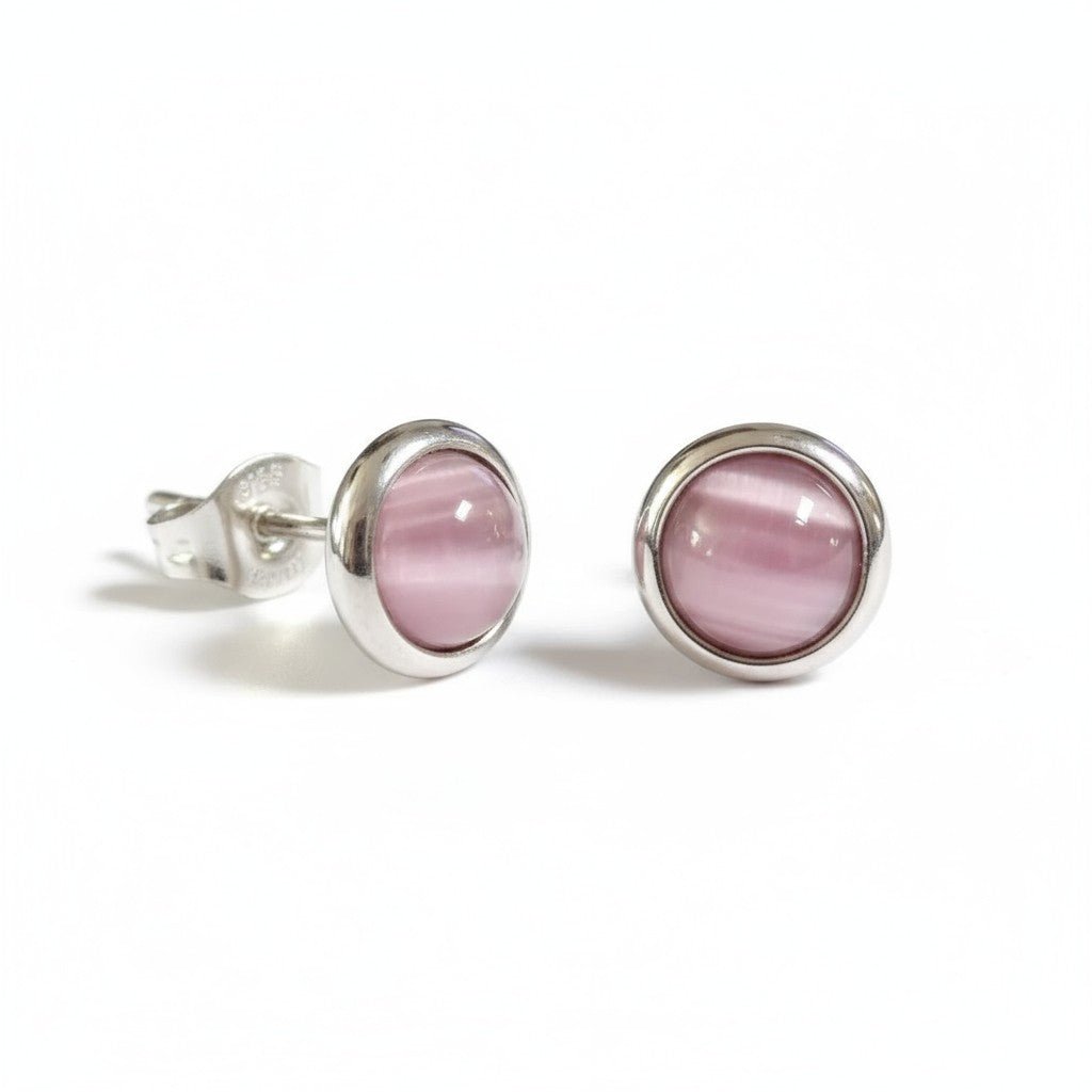 Kattenoog Oorbellen 8mm – Roze - Aramat Jewels - Oorbellen - cadeautip