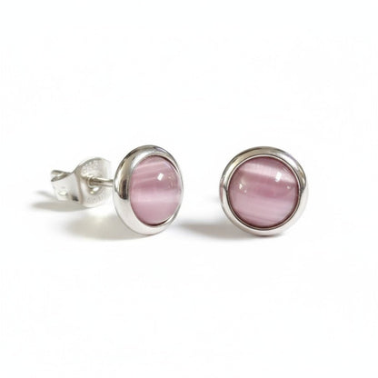 Kattenoog Oorbellen 8mm – Roze - Aramat Jewels - Oorbellen - cadeautip
