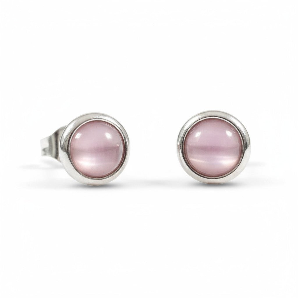 Kattenoog Oorbellen 8mm – Roze - Aramat Jewels - Oorbellen - cadeautip