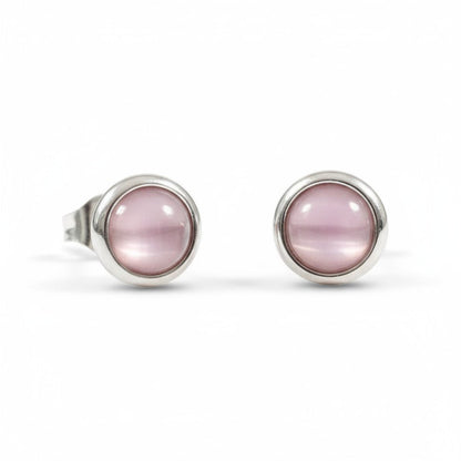 Kattenoog Oorbellen 8mm – Roze - Aramat Jewels - Oorbellen - cadeautip