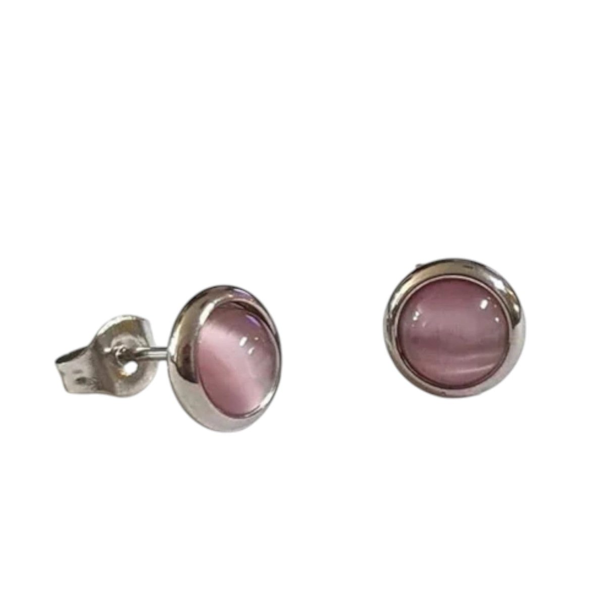 Kattenoog Oorbellen 8mm – Roze - Aramat Jewels - Oorbellen - cadeautip