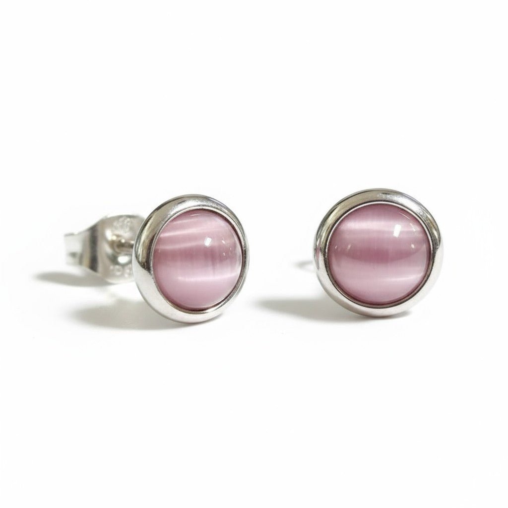 Kattenoog Oorbellen 8mm – Roze - Aramat Jewels - Oorbellen - cadeautip