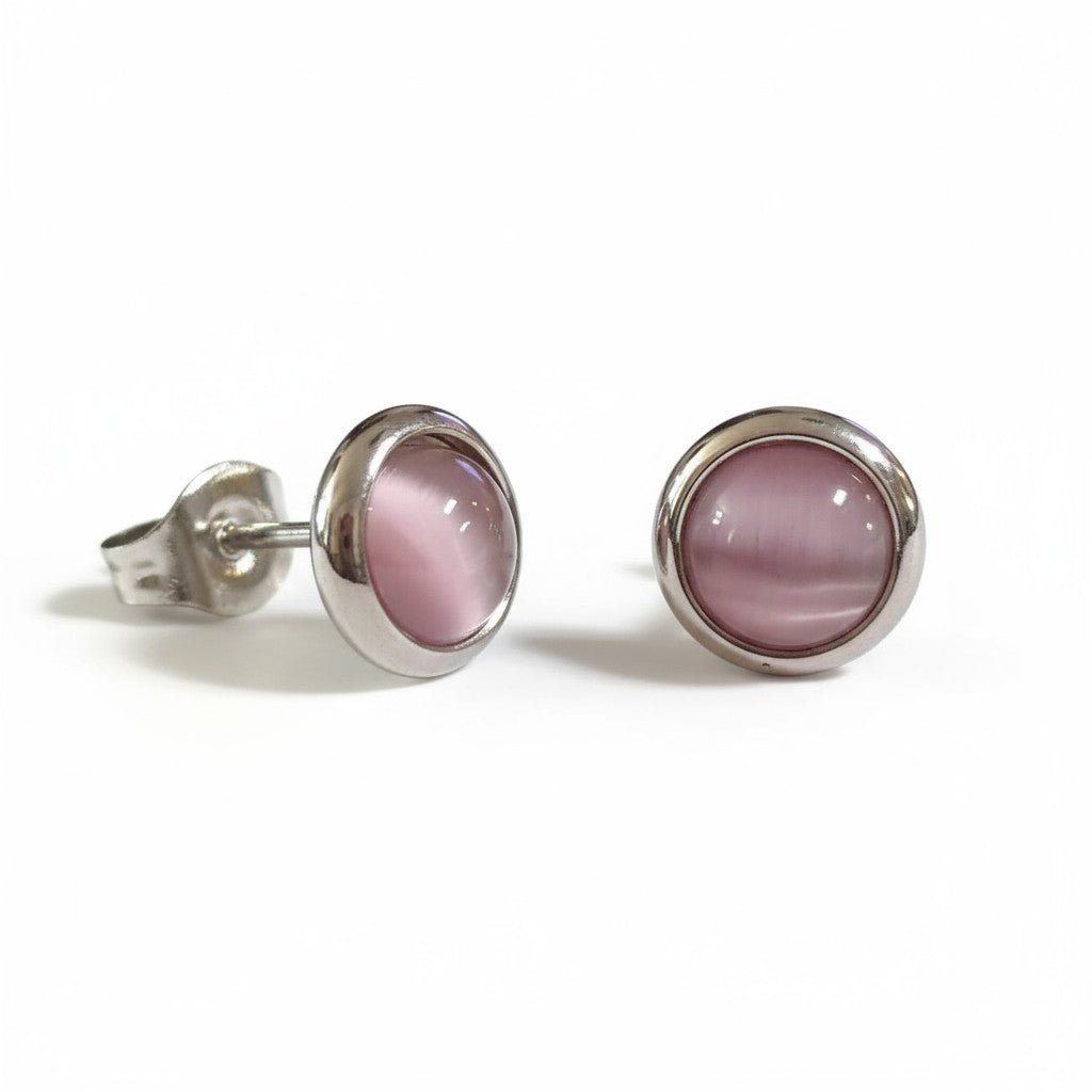 Kattenoog Oorbellen 8mm – Roze - Aramat Jewels - Oorbellen - cadeautip