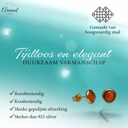 Boucles d'oreilles œil de chat 8 mm – Couleur or rouge/orange