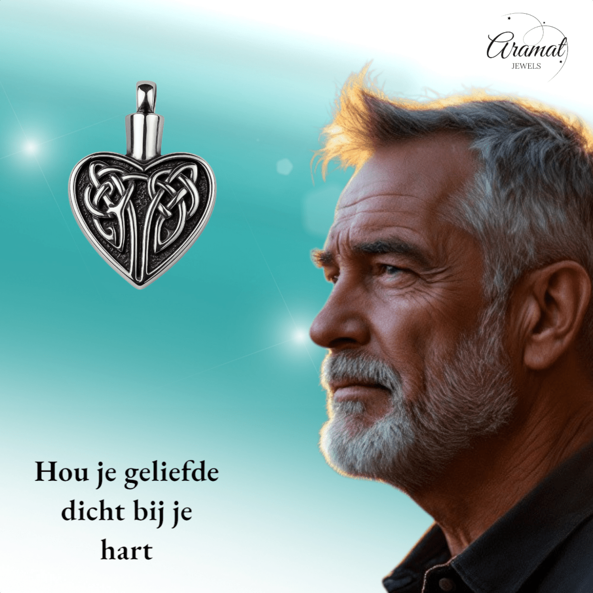 Keltisch as - hart staal met zwarte Keltische knoop - Aramat Jewels - Gedenkhangers - cadeautip