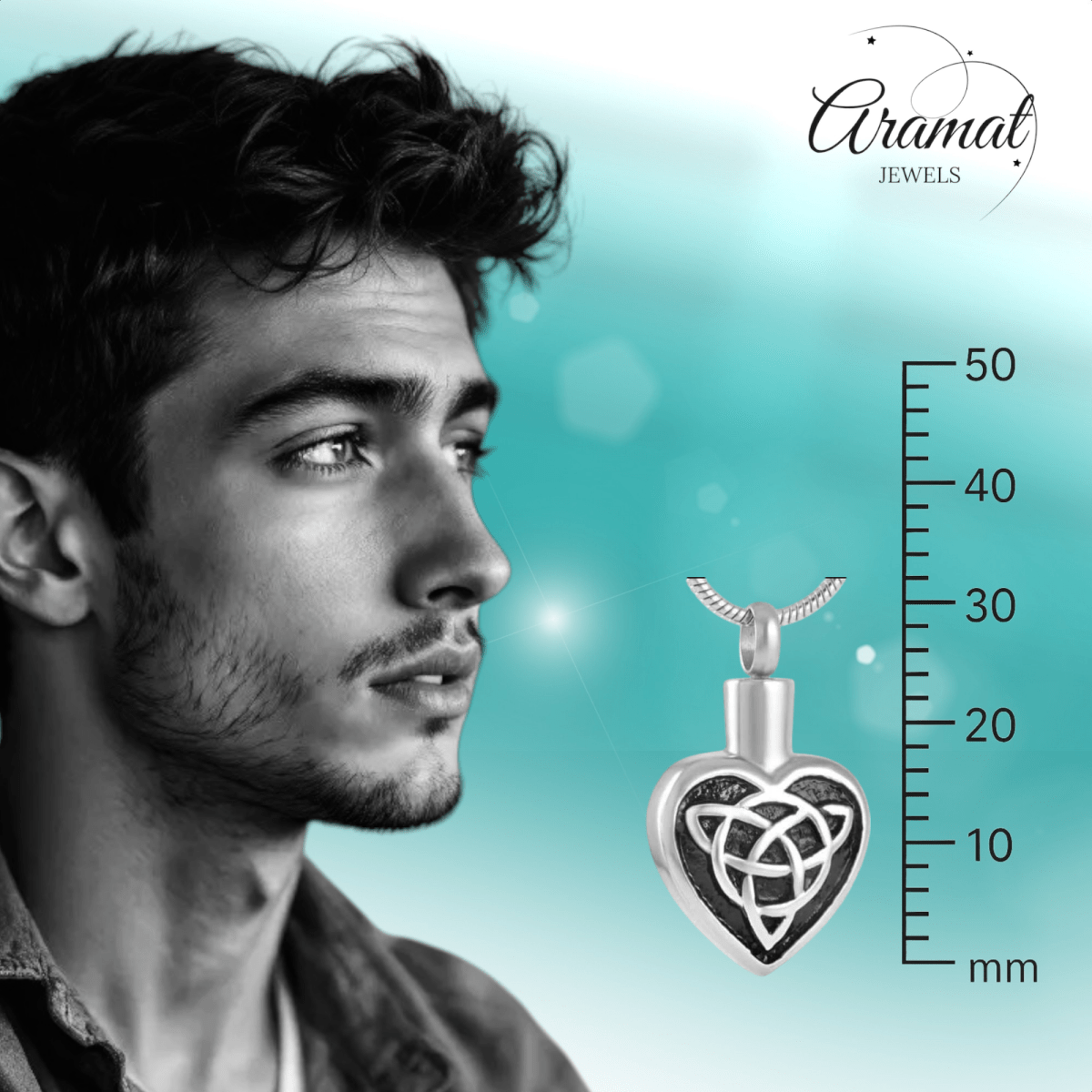 Keltisch as - hartje staal met zwarte triquetra - Aramat Jewels - Gedenkhangers - cadeautip