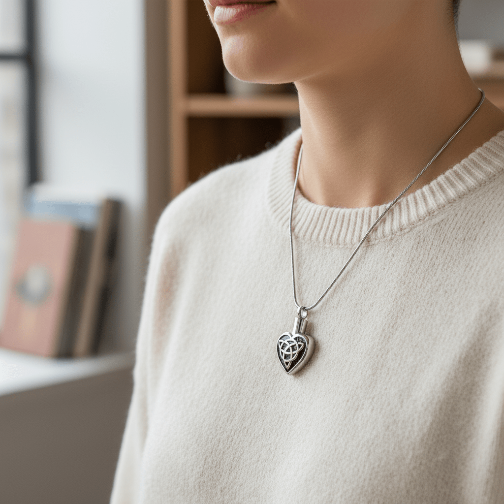 Keltisch as - hartje staal met zwarte triquetra - Aramat Jewels - Gedenkhangers - cadeautip