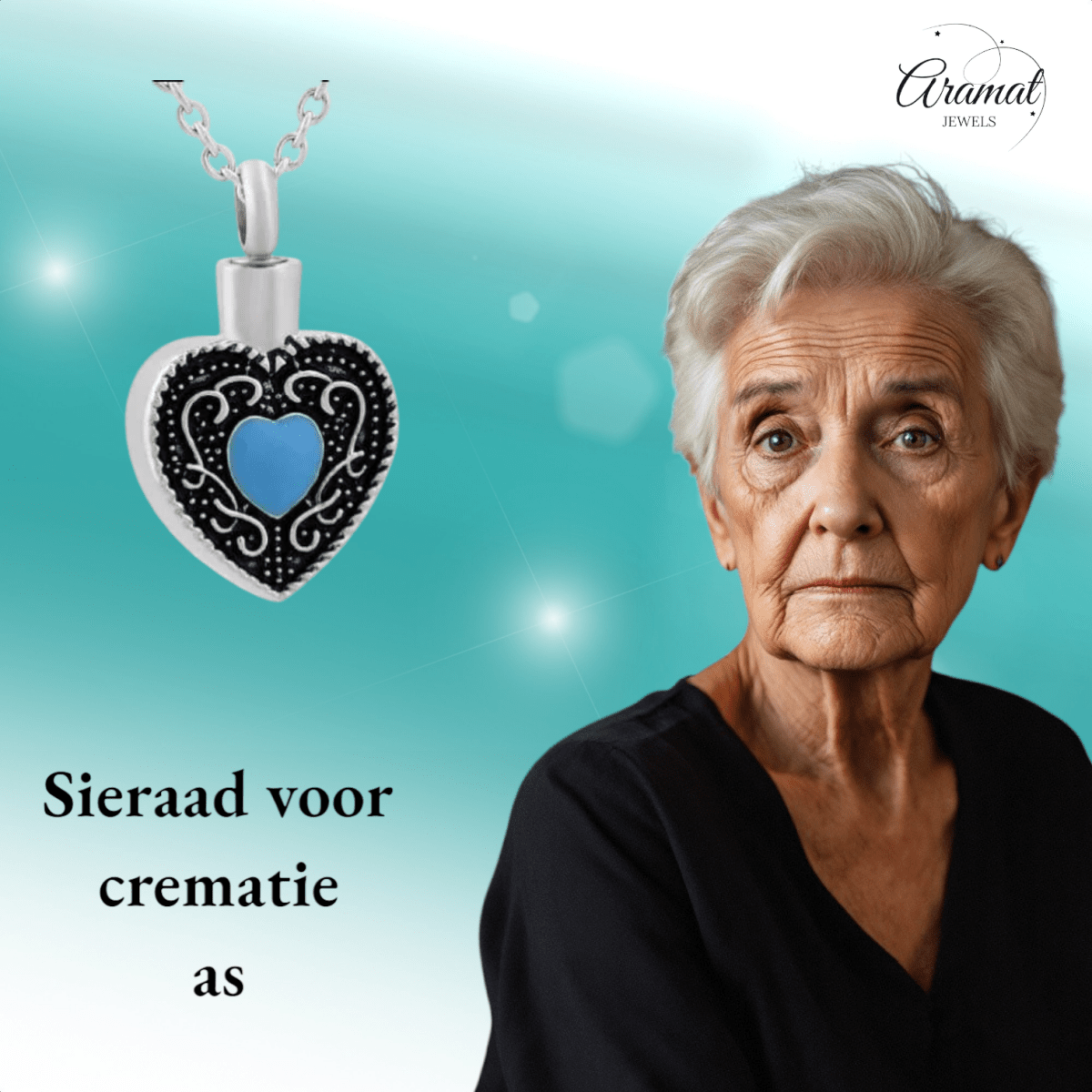 Keltisch hart as - hanger staal blauw emaille 3cm - Aramat Jewels - Gedenkhangers - cadeautip