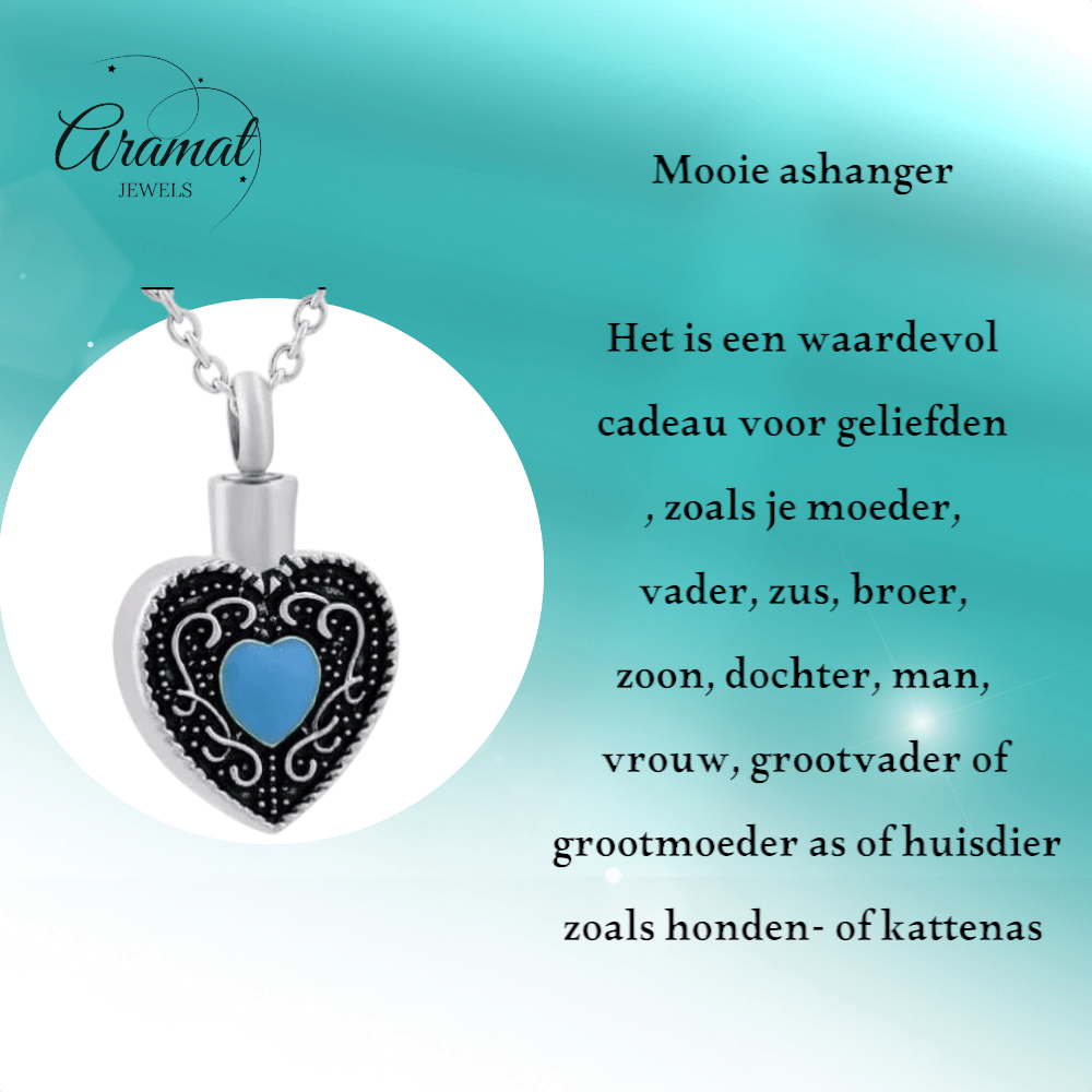 Keltisch hart as - hanger staal blauw emaille 3cm - Aramat Jewels - Gedenkhangers - cadeautip