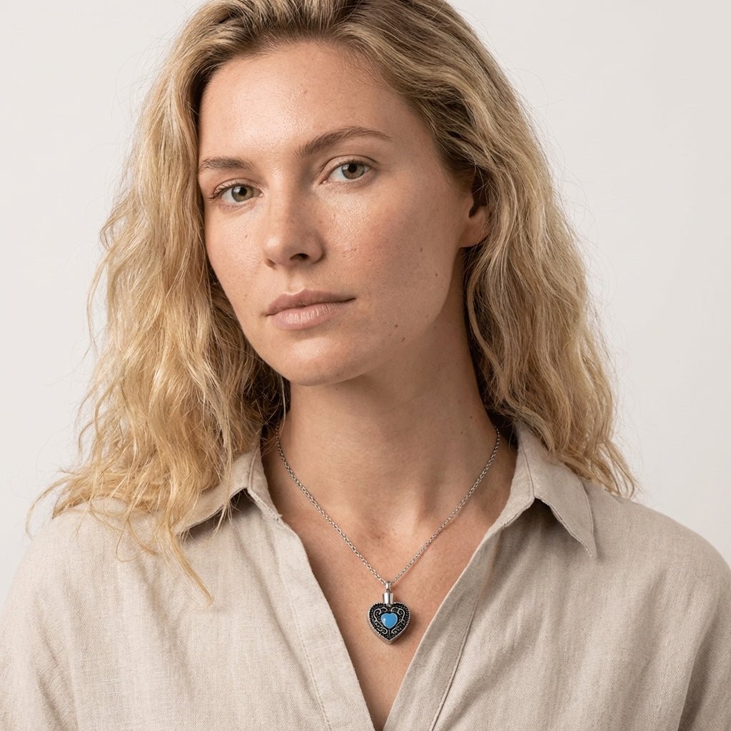 Keltisch hart as - hanger staal blauw emaille 3cm - Aramat Jewels - Gedenkhangers - cadeautip