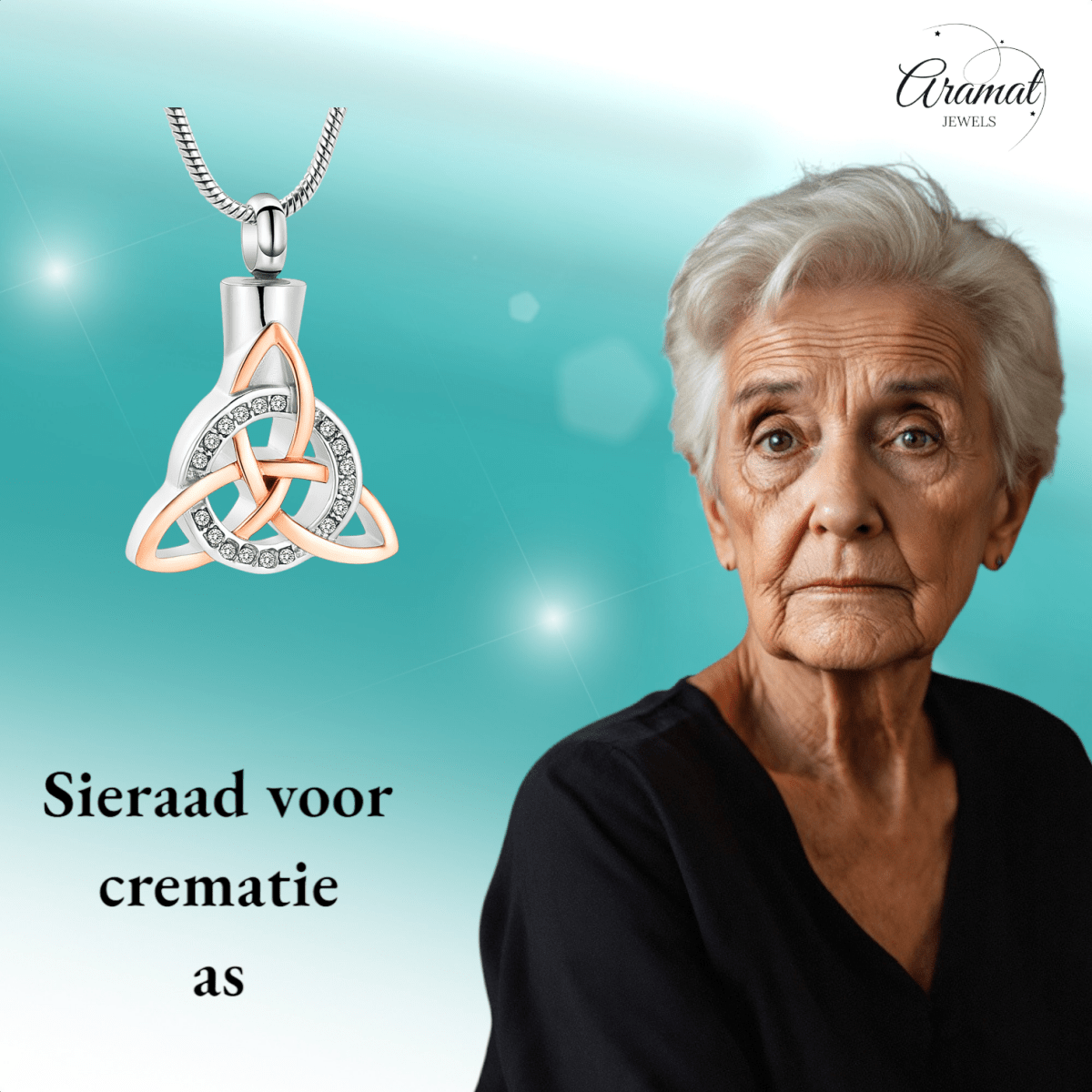 Keltische as - hanger staal triquetra met kristal - Aramat Jewels - Gedenkhangers - cadeautip