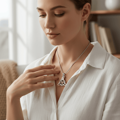 Keltische as - hanger staal triquetra met kristal - Aramat Jewels - Gedenkhangers - cadeautip