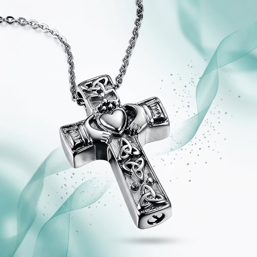 Keltische kruis ashanger staal 40x25mm - Aramat Jewels - Gedenkhangers - cadeautip