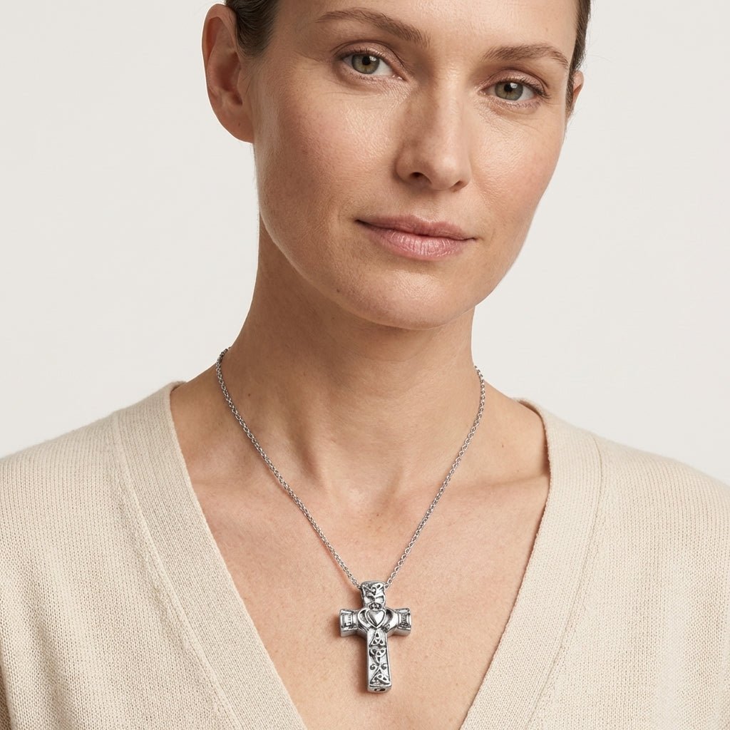 Keltische kruis ashanger staal 40x25mm - Aramat Jewels - Gedenkhangers - cadeautip