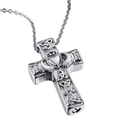 Keltische kruis ashanger staal met zwart emaille