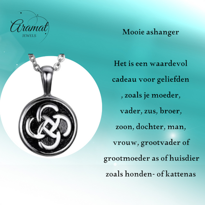 Keltisch ronde as-hanger staal met zwarte knoop