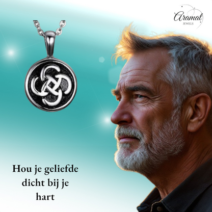 Keltisch ronde as-hanger staal met zwarte knoop