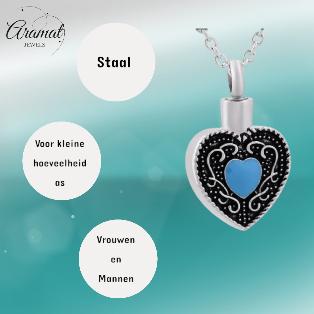 Keltisch hart as-hanger staal blauw emaille 3cm