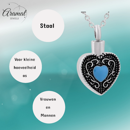 Keltisch hart as-hanger staal blauw emaille 3cm