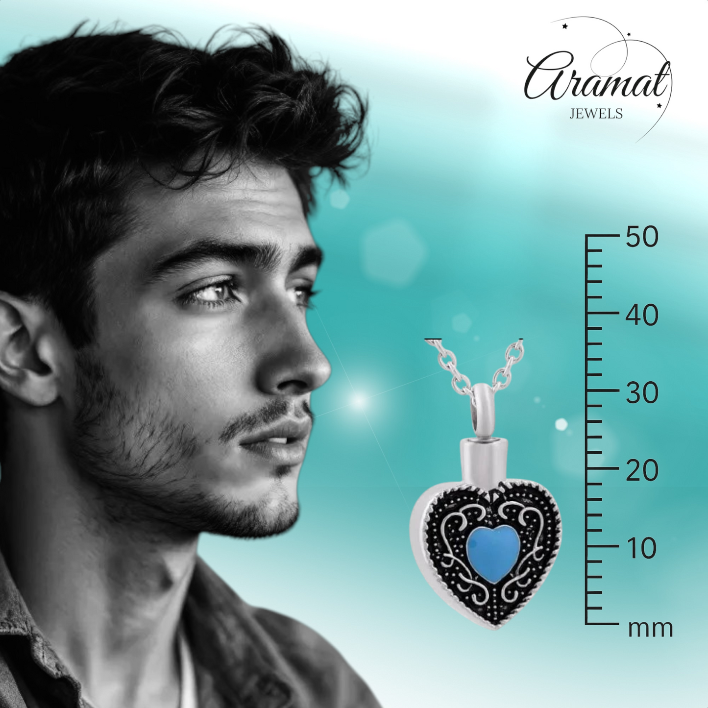 Keltisch hart as-hanger staal blauw emaille 3cm