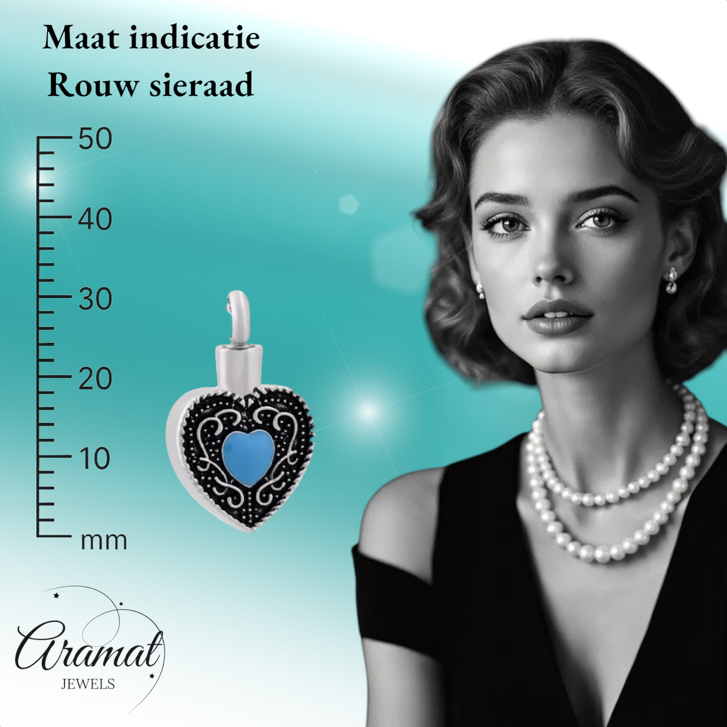 Keltisch hart as-hanger staal blauw emaille 3cm