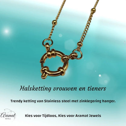 Ketting – Staal Bedelketting Bolletjes Schakel Goudkleurig (2mm) - Aramat Jewels - Bedelketting - cadeautip