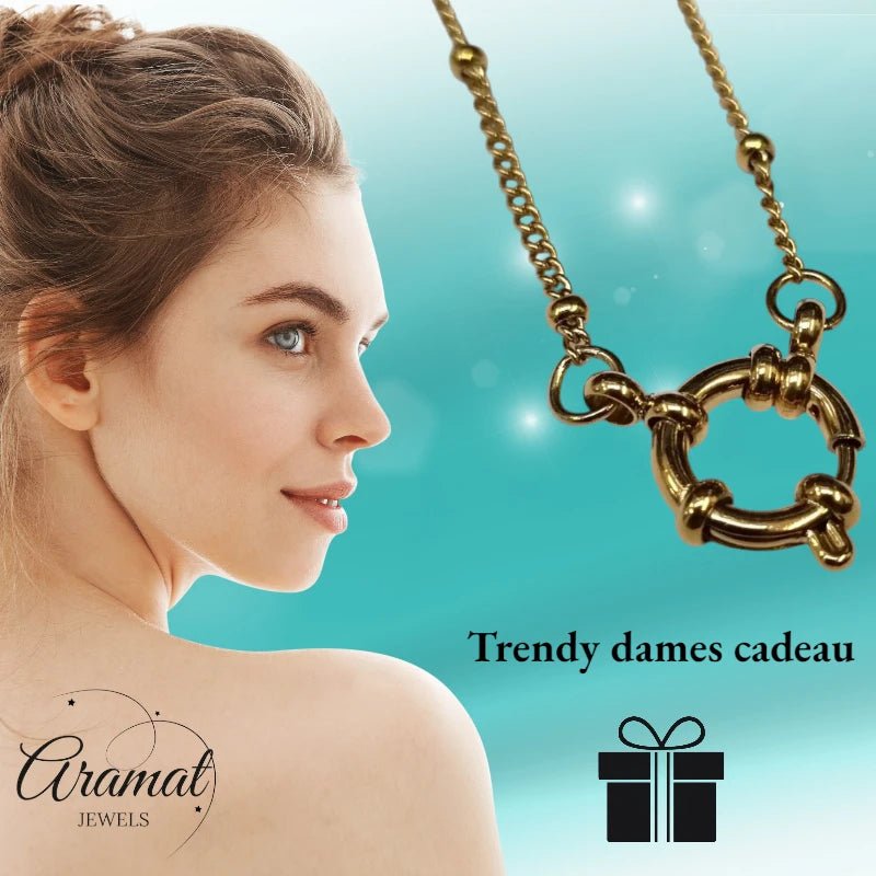 Ketting – Staal Bedelketting Bolletjes Schakel Goudkleurig (2mm) - Aramat Jewels - Bedelketting - cadeautip