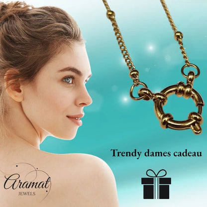 Ketting – Staal Bedelketting Bolletjes Schakel Goudkleurig (2mm) - Aramat Jewels - Bedelketting - cadeautip
