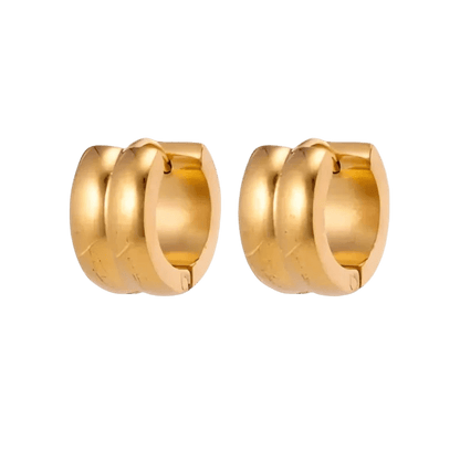 Klapcreolen – Staal Enkele Streep Goudkleurig (13mm) - Aramat Jewels - Oorringen - cadeautip