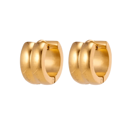 Klapcreolen – Staal Enkele Streep Goudkleurig (13mm) - Aramat Jewels - Oorringen - cadeautip