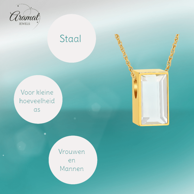 Kleine Ashanger Rechthoek met Zirkonia - Goudkleur - hang1469 - IJD33011 - Gedenkhangers kopen# - 11mm - alles - ashangers