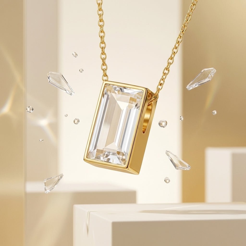 Kleine Ashanger Rechthoek met Zirkonia - Goudkleur - Aramat Jewels - Gedenkhangers - cadeautip