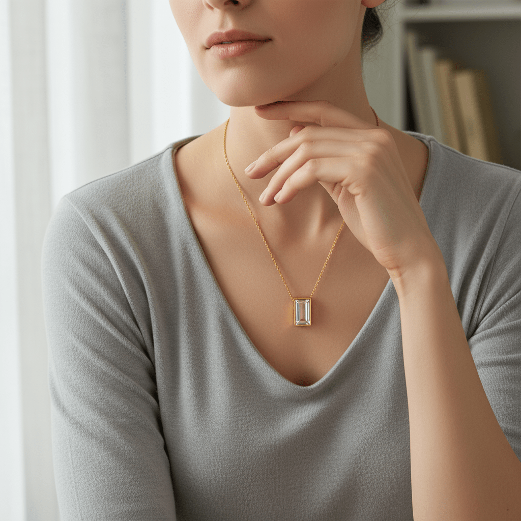 Kleine Ashanger Rechthoek met Zirkonia - Goudkleur - Aramat Jewels - Gedenkhangers - cadeautip