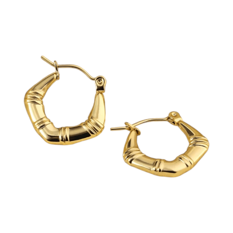 Kleine RVS Oorringen met Streepjesmotief – 20mm Goudkleurig - oor6355 - 314409 - Oorringen kopen# - 20mm - alles - cadeau