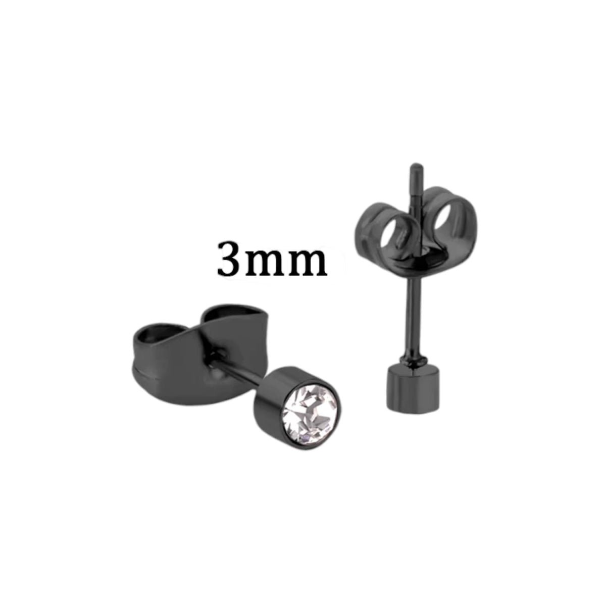 Kleine Stalen Oorbellen met Transparant Kristal | 3mm - oor3748 - Oorbellen kopen# - 3mm - alles