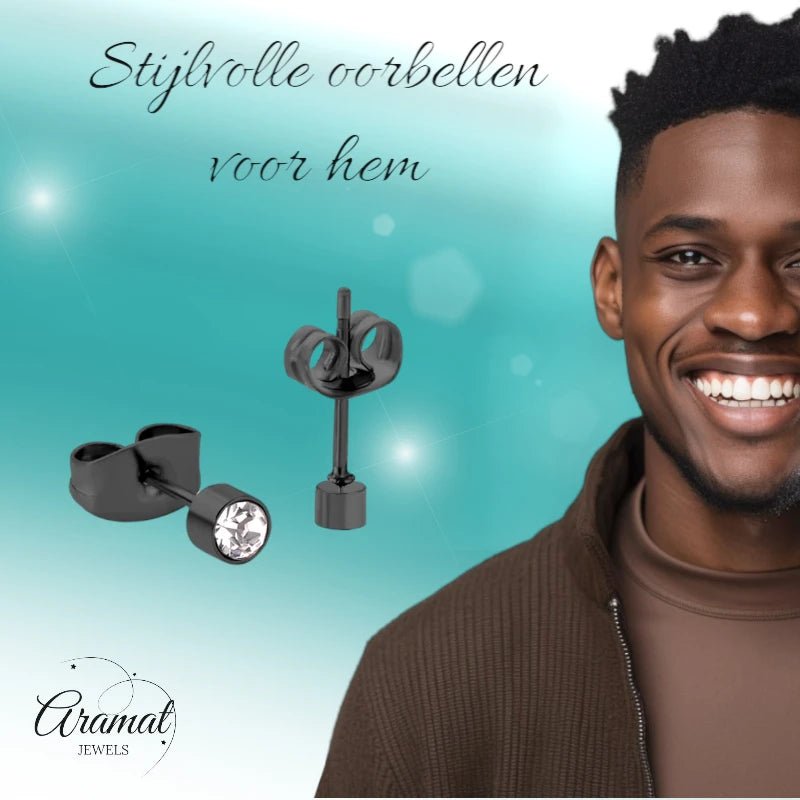 Kleine Stalen Oorbellen met Transparant Kristal | 3mm - oor3748 - Oorbellen kopen# - 3mm - alles