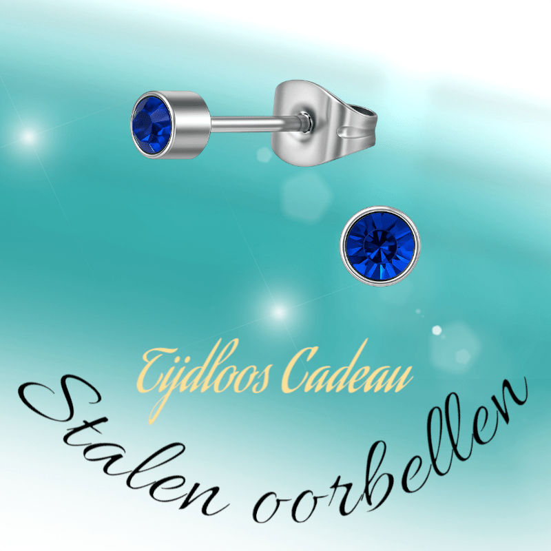 Koningsblauw kristal oorstekers – 4mm zilver - Aramat Jewels - Oorbellen - cadeautip