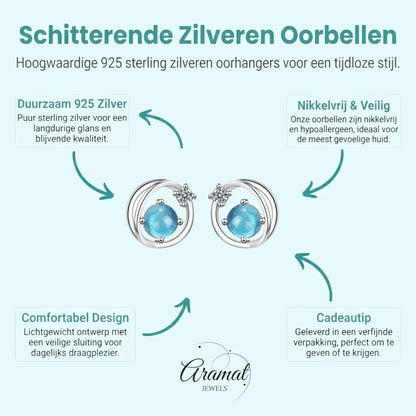 Kristal oorbellen zilver planeet - Aramat Jewels - Oorbellen - cadeautip