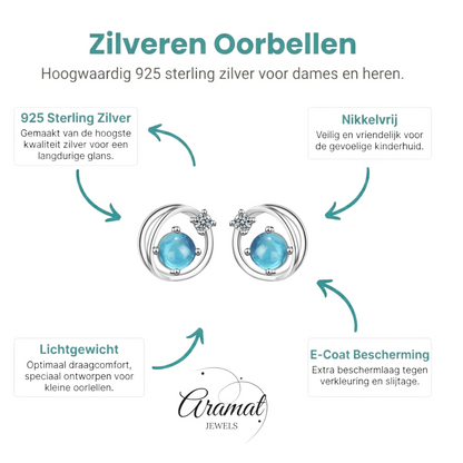 Kristal oorbellen zilver planeet - Aramat Jewels - Oorbellen - cadeautip