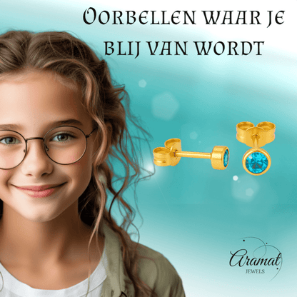 Kristallen Oorknopjes Aqua Blauw - 4mm - oor6164 - Oorbellen kopen# - 4mm - alles - Aqua Blauw