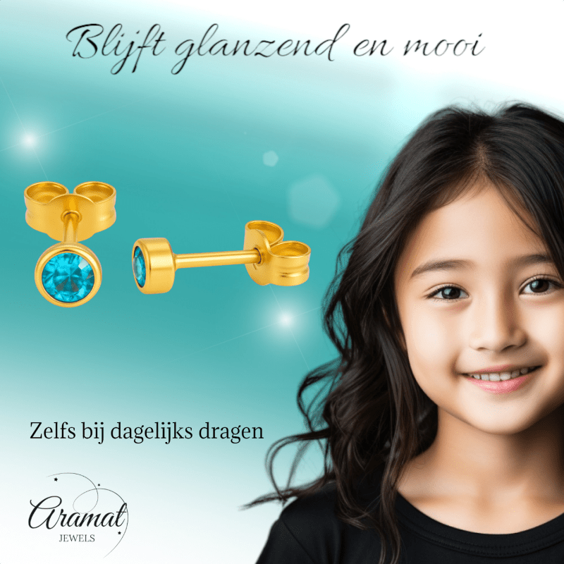 Kristallen Oorknopjes Aqua Blauw - 4mm - oor6164 - Oorbellen kopen# - 4mm - alles - Aqua Blauw