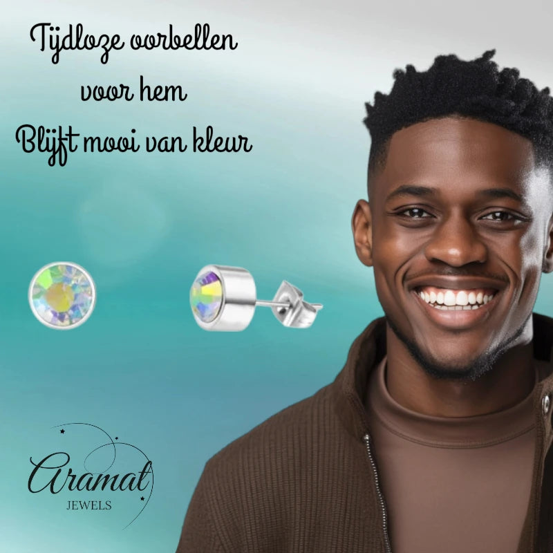 Oorstuds – Staal Kristal AB Transparant Zilverkleur (3mm)