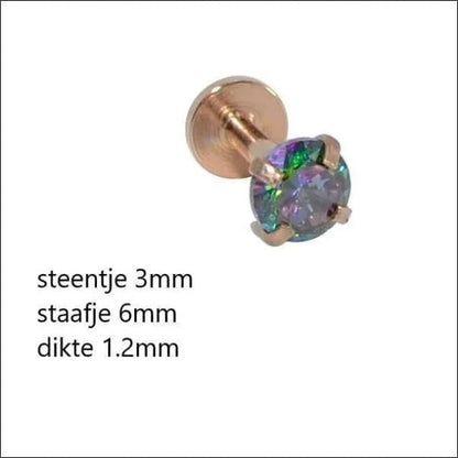 Piercing tragus-hélix – Or rose – Zirconium multicolore 