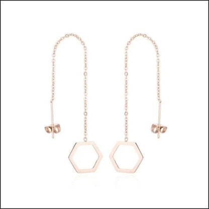 De zeshoekige oorbellen zijn gemaakt van sterling en goud