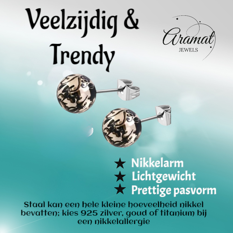 Stalen bolletjes oorstekers met spetters – 6mm